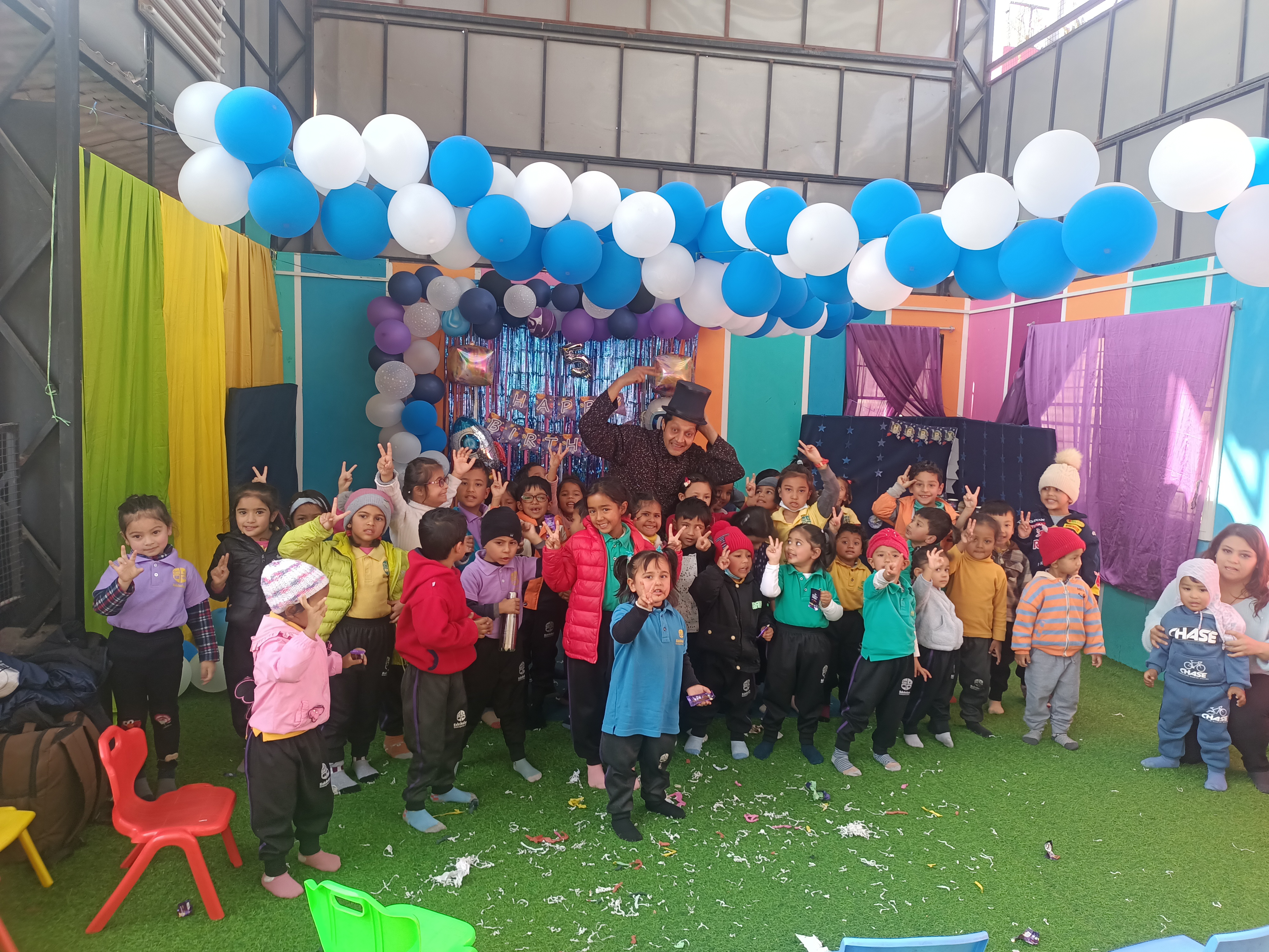 Children celebrating after a magic show